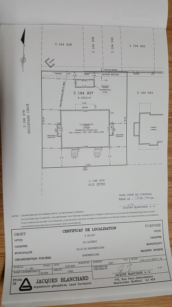 Certificate of location plan