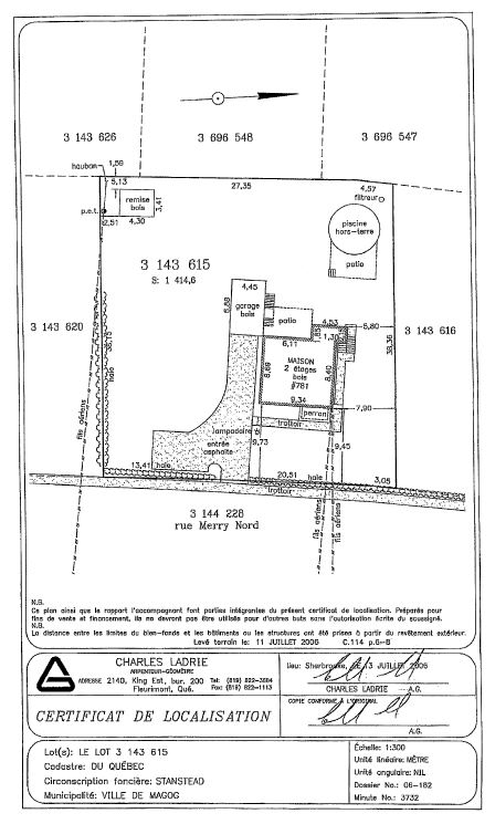 Certificate of location Plan