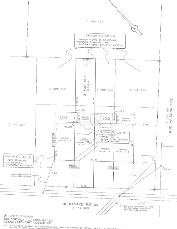 Certificate of location plan
